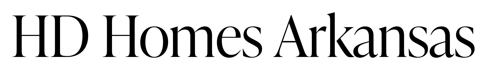 Text logo that reads HD Homes Arkansas in elegant, black serif font on a light gray background.